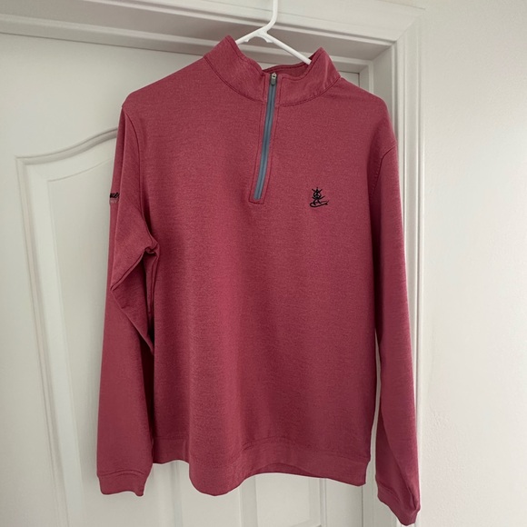 Men's Red Quarter-Zip Sweater - Picture 1 of 3